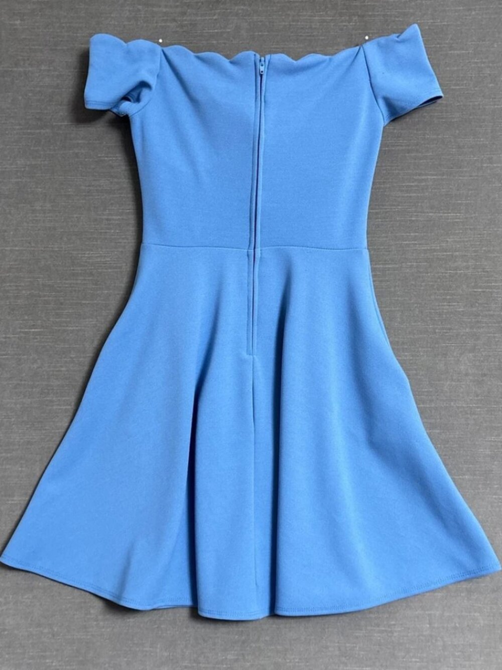 B. Darlin Dress 1/2 Blue Scalloped Off Shoulder Mini